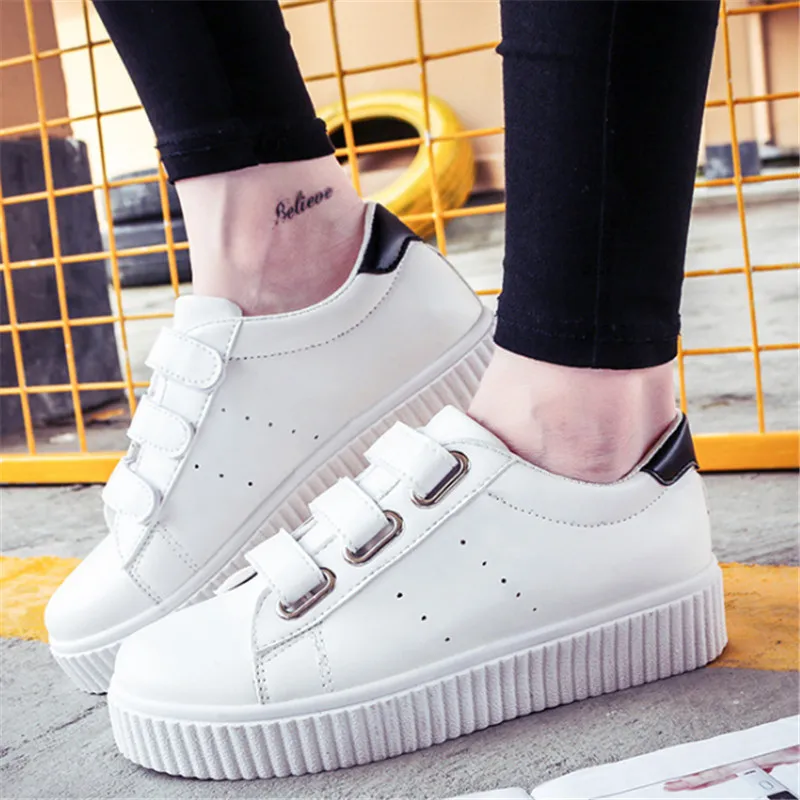 Outdoor Women 2016 Fashion White shoes magic stick Casual Walking shoes platform Apartment Size 35 40zapatos
