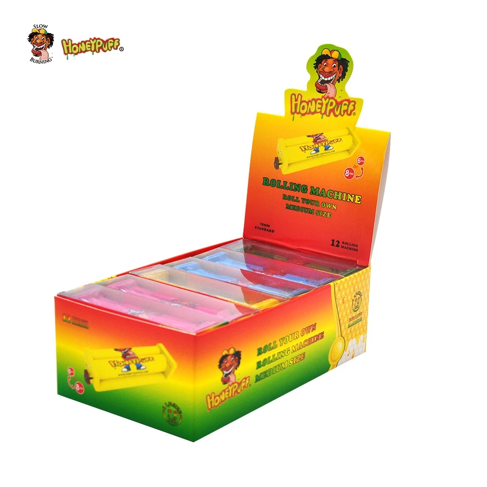 

HONEYPUFF 12PCS Plastic Cigarette Rolling Machine Suitable 78MM Paper Manual Tobacco Button Adjust Smoking Roller Paper Size