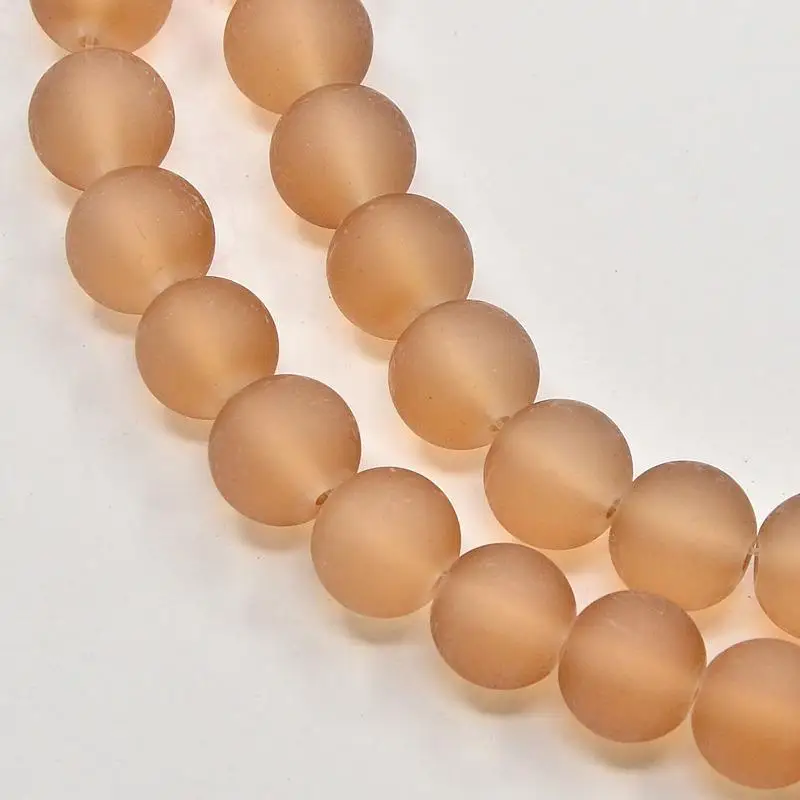 Матовые прозрачные стеклянные бусины 4 6 8 10 мм круглые бусины для ювелирных изделий ожерелья браслеты для изготовления разноцветных отверстий: 1,3~ 1,6 мм; 31,4" - Цвет: Camel