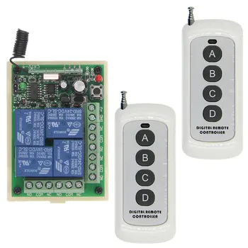 

0-500M DC 12V 24V 4 CH 4CH RF Wireless Remote Control Switch System,2 X Transmitter + Receiver,315/433 MHz,Jog / Inter-Lock