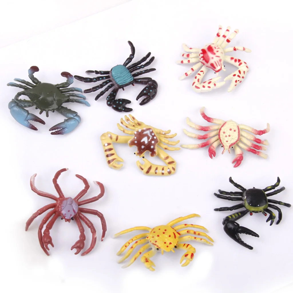 Set of 8 Pieces Various Plastic Crab Model Animal Display Figures Filler Toy Collection