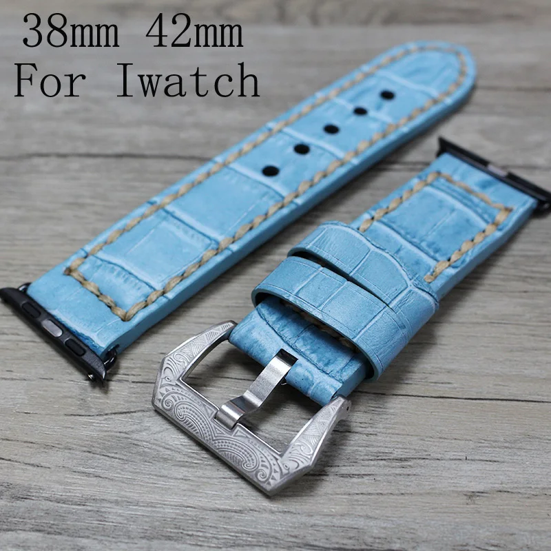 

38mm 42mm Blue Apple Watchband,Special Design Leather Apple Watch Strap,For Iwatch Apple watch With Adapter And Special Buckle
