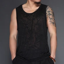 Контрастная графическая Сетка Хлопок Фитнес летняя майка Повседневная тонкая тренировка без рукавов Футболка жилет большого размера Мужчины над размером d черный белый