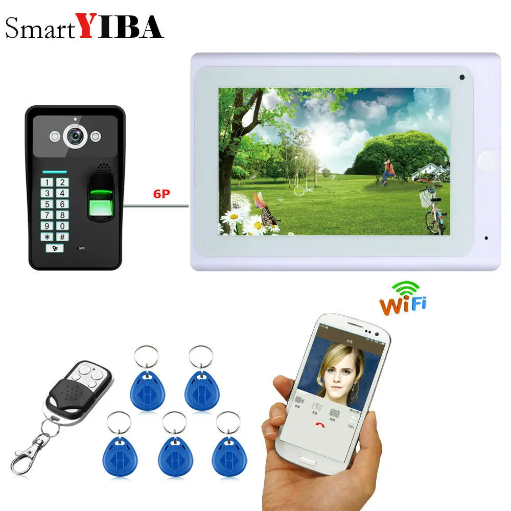 Yobang Security 7\ Wired /Wireless Wifi Video Doorbell Intercom System with Fingerprint RFID Password IR-CUT HD Camera