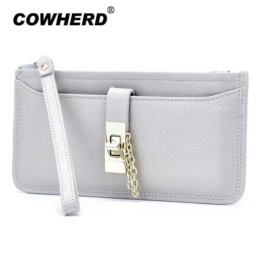 

2018 New Multifunction Genuine Cow Leather Women Clutch Bags Lady Fashion Wallet Envelope Purses Small Wristlet Bolsos With Lock