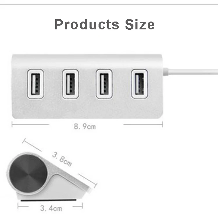 Алюминиевый usb-хаб 4 Порты и разъёмы USB 2,0 концентратор с светодиодный высокое Скорость Портативный OTG концентратор USB разветвитель для Apple Macbook Air ноутбук Планшетные ПК