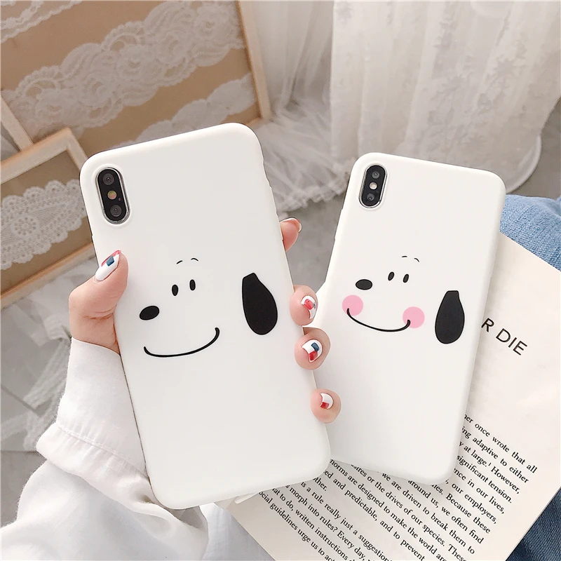 

INS Cute Peanut puppy Case For iPhone X XS MAX XR 7 8 6 6S plus Korean lovely Cartoon Simple dog Soft sliicon phone Cover coque