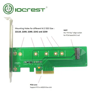 

IOCREST M.2 Ngff M Key NVMe to PCIe 3.0 X4 Adapter support full size like 22110 2280 2260 2242 2230 Ssd Dual Voltage Power