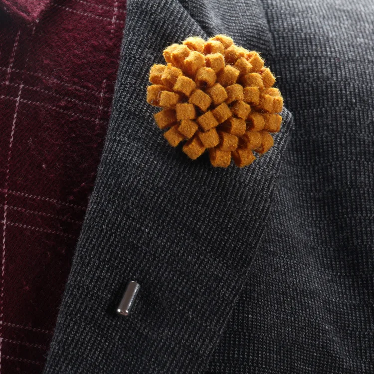 

1 pcs Mens Loop Felt Flower Lapel Pin Boutonniere Brooches