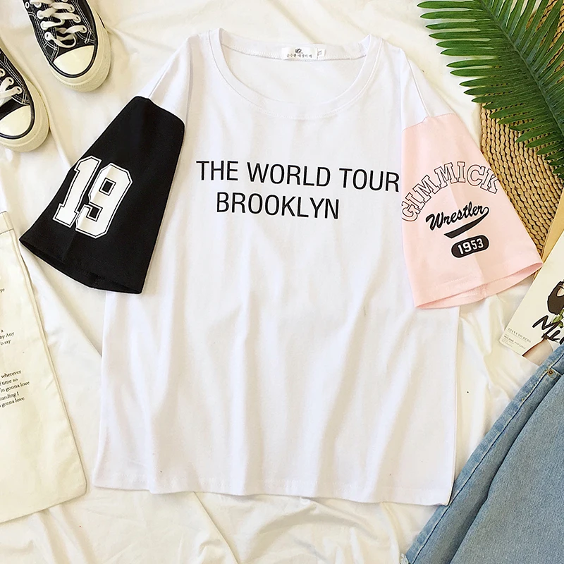 المرأة عارضة فضفاض تي شيرتات قصيرة الاكمام الربيع الصيف جديد 2019 النساء الشارع الشهير إلكتروني طباعة جولة الرقبة القمم تيز الأبيض المرأة عارضة فضفاض تي شيرتات قصيرة الاكمام الربيع الصيف جديد 2019 النساء الشارع الشهير إلكتروني طباعة جولة الرقبة القمم تيز الأبيض