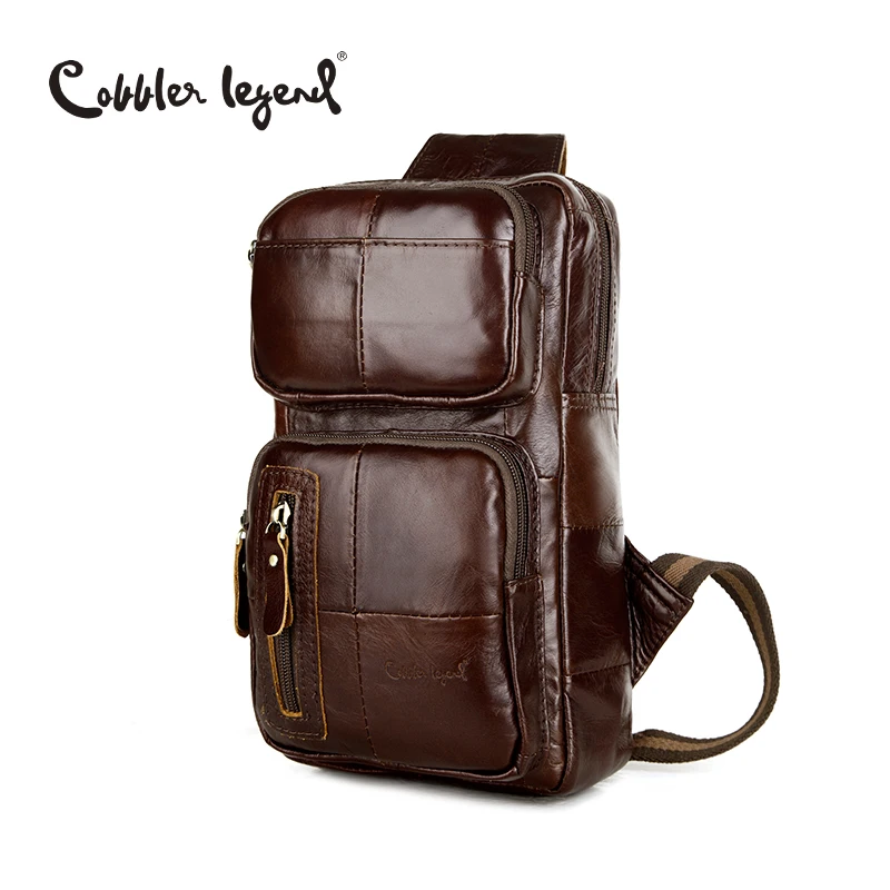 Classic Pattern Genuine font b Leather b font Men s Cross Body Chest Bag Pack 802075