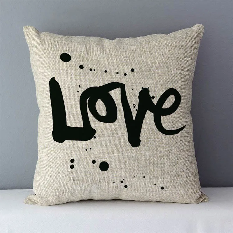 Popular phrase words letters printed couch cushion home decorative pillows 45x45cm square cushions without core "Love you more"