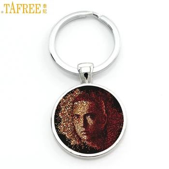

TAFREE vintage Eminem keychain men women cool Hip-Hop Rap singer glass cabochon key chain ring holder for car bag jewelry CT32
