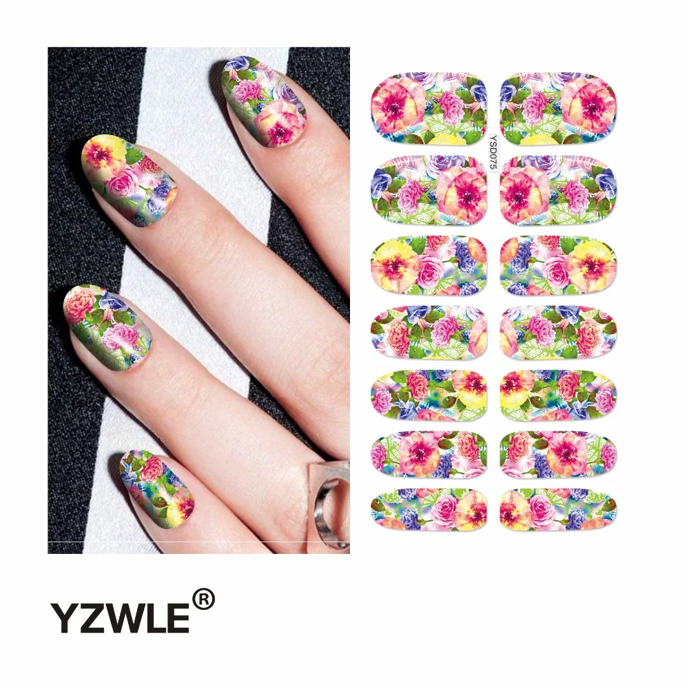 

YZWLE 1 Sheet Water Transfer Nails Art Sticker Manicure Decor Tool Cover Nail Wrap Decal (YSD075)