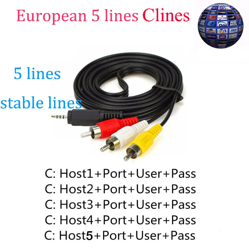 

SATXTREM Cccam Clines 5 line HD AV Cable Europe 1 Year Share Card For Free Satellite Receiver Freesat V7 /Free sat V8 Super/IPS2