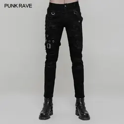 Панк RAVE Для мужчин панк-рок модные длинные штаны Готический Стиль Повседневное уличная Для Мужчин's мотоцикл Прохладный Брюки