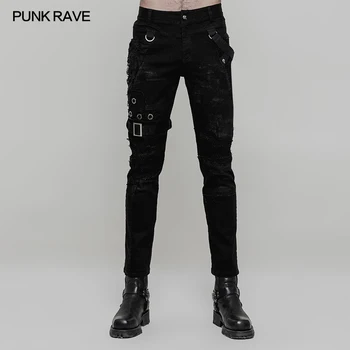 

PUNK RAVE Men Punk Rock Fashion Personality Long Pants Gothic Style Casual Streetwear Men's Motocycle Cool Pants Trousers