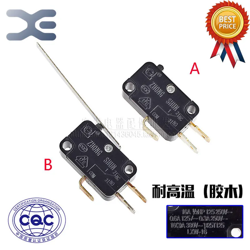 

High Quality 3-Pin Micro-Switch Rice Cooker Parts Switch Trip Switch Copper Plug Silver Contact 16A 250V