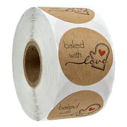 Горячий-1 дюймов круглый натуральный крафтовый запеченный с любовными наклейками/500 этикеток за РОЛ
