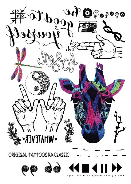Multi-style Fashion Cool Temporary Tattoo With Cow And Hand 21x15cm Multi-style Fashion Cool Temporary Tattoo With Cow And Hand 21x15cm
