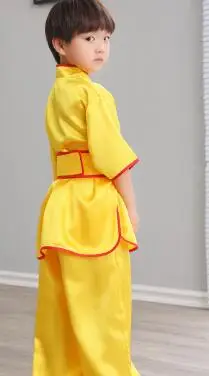 Лидер продаж года; детская одежда в стиле ушу Детский костюм для кунг-фу; Традиционный китайский костюм для мальчиков и девочек; Taichi; костюм для сцены; AMBESTPARTY - Цвет: Золотой