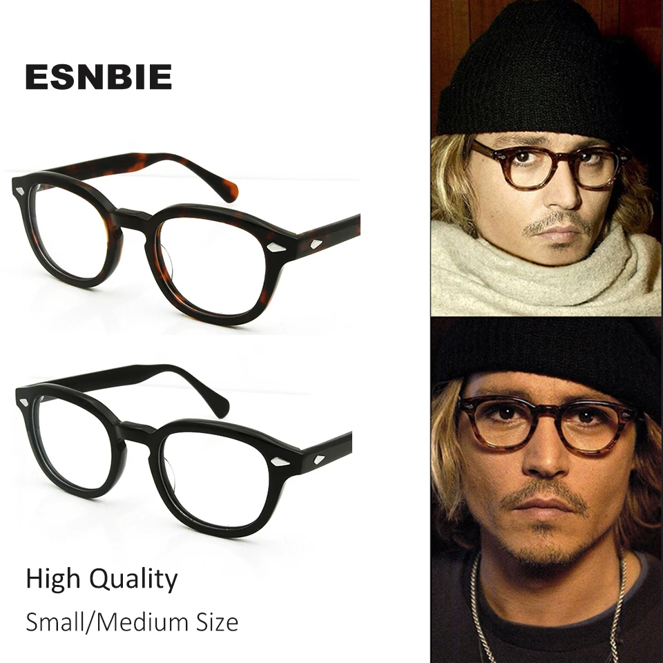 Skup Wysokiej jakości octan Johnny Depp Style okulary ramka mężczyźni Retro Vintage okulary na receptę kobiety optyczna ramka do okularów okrągłych