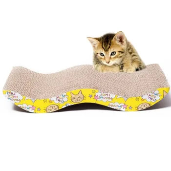 

Cat Cute Kitten Corrugated Scratch Board Pad Funny Scratcher Bed Mat Claws Care Interactive Toy For Pet Cat Training Cat Toy
