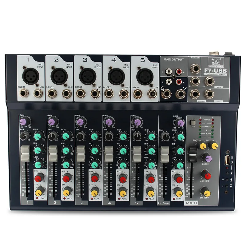 Leory Mini 7 Channel Professional Stage Live Studio Audio Mixer USB Mixing Console DJ KTV Show Leory Mini 7 Channel Professional Stage Live Studio Audio Mixer USB Mixing Console DJ KTV Show