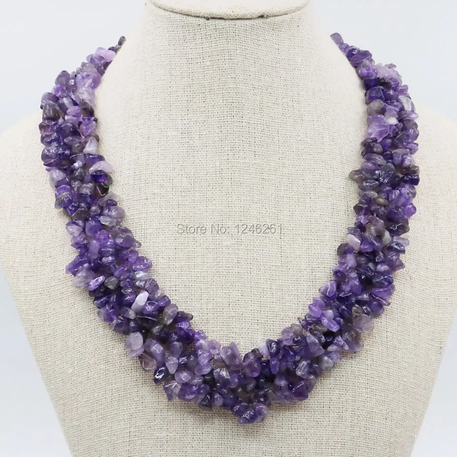 

Natural Irregular Purple Alexandrite Beads 3Rows Necklace Chain Female Jewelry Party Gifts 18inch Lucky Stone Women Accessories