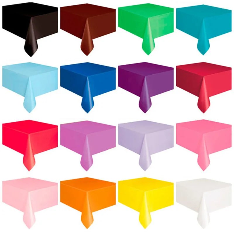 

Colorful 137x274cm Disposable Tablecloth Rectangle Party Plastic Waterproof Table Cover for Home Wedding Birthday Party Supplies