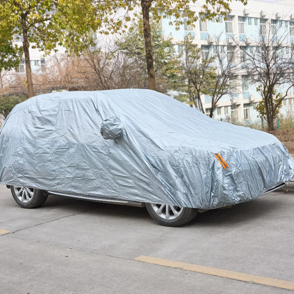 Nylon Car Covers Silver Full Car Cover Outdoor Sun UV Snow Dust Resistant Protection Automobile