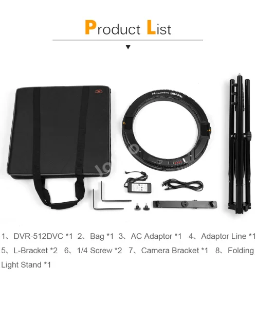  FALCON EYES 512 Ring LED Panel 31W 3000-5600k Lighting Video Film Continuous Light with 180cm Light