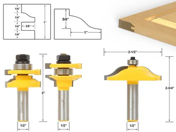 

3pcs Raised Panel Cabinet Door Router Bit Set - 1/2" Shank wood milling cutter/router woodworking tools/fresa