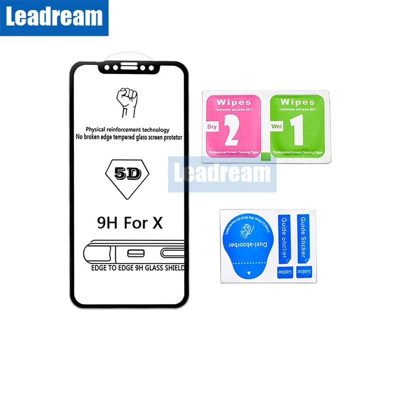 Leadream 100 шт 5D холодная резьба закаленное стекло для iPhone X Xs Max Xr 6 6 S Plus 7 8 Plus защитные пленки