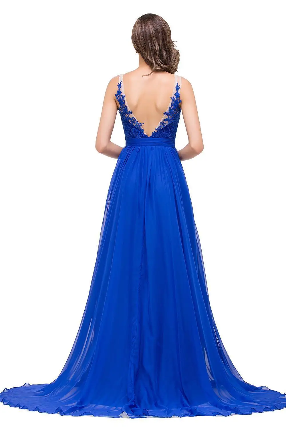 [Final Clear out] Sexy Lace A line Evening Dresses Long Royal Blue Formal Dress Elegant robe de soiree longue 2019 Evening Gown