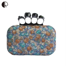 Heißer Verkauf Europäischen Stil Damen Schädel Handtasche Hohe Qualität Pailletten Haspe Handtasche Frauen Abendtasche Knucklebow BS551