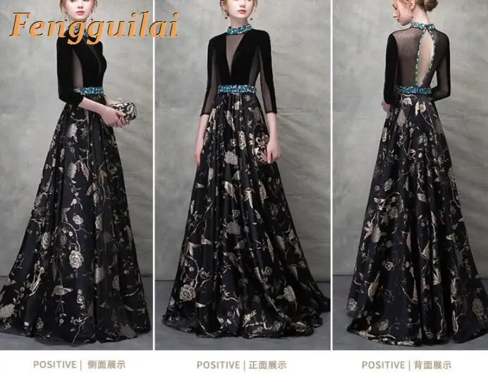 FENGGUILAI Women Dress Summer Elegant Long Sleeve Dress Female Sexy Hollow Out Bridesmaid Long Party Dress Black