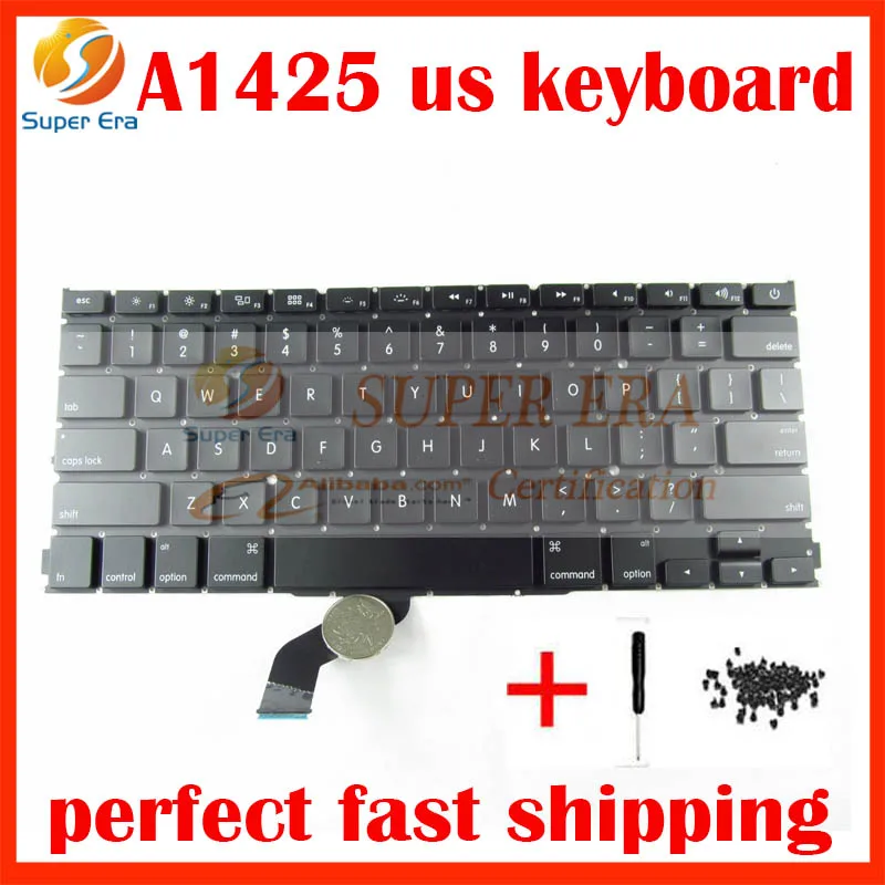 5PCS/lot USA US Keyboard For Apple Macbook Pro Retina 13'' A1425 US Keyboard late 2012 early 2013year with keyboard screws