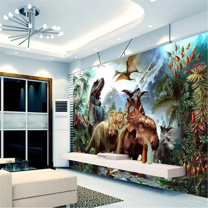 Custom-painting-for-living-room-wall-art-Photos-background-photography-bedroom-Anaglyph-Dinosaurs-murals-3d-wall (1)
