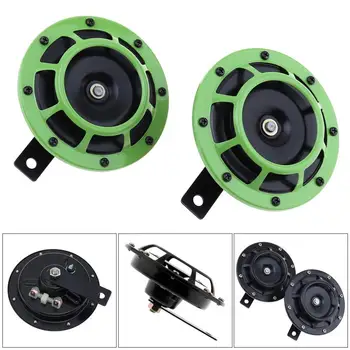 

2pcs 12V Black / Green Super Loud Grille Mount Trumpet Compact Electric Blast Dual Tone Horn for Motorcycle / Car