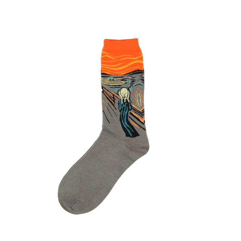 Мужские и женские носки в стиле ретро с объемным рисунком Ван Гога, масляной живописи, забавные хлопковые носки с рисунком звездной ночи для женщин - Цвет: 12