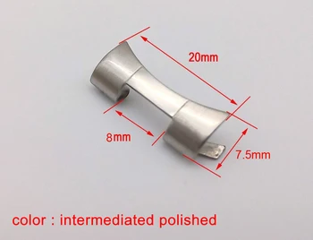 

20mm New Stainless Steel Silver WatchBand Bracelets intermediated polished Curved end Parts 2pcs for strap