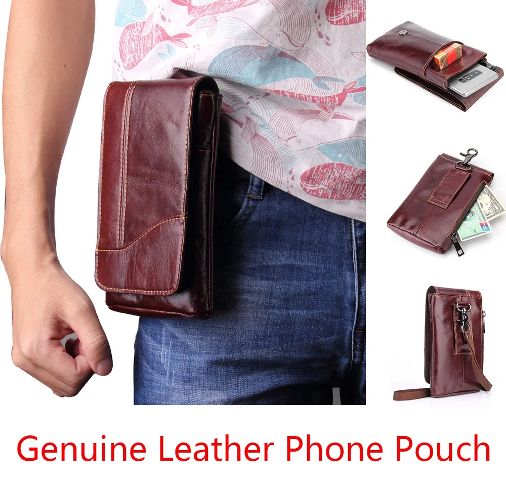 

for sony xperia E5 X XA z3 z4 z5 xa2 xz 2 1 Compact ultra Pouch Genuine Cow Leather Mini Casual Men's Waist Belt case Phone bag