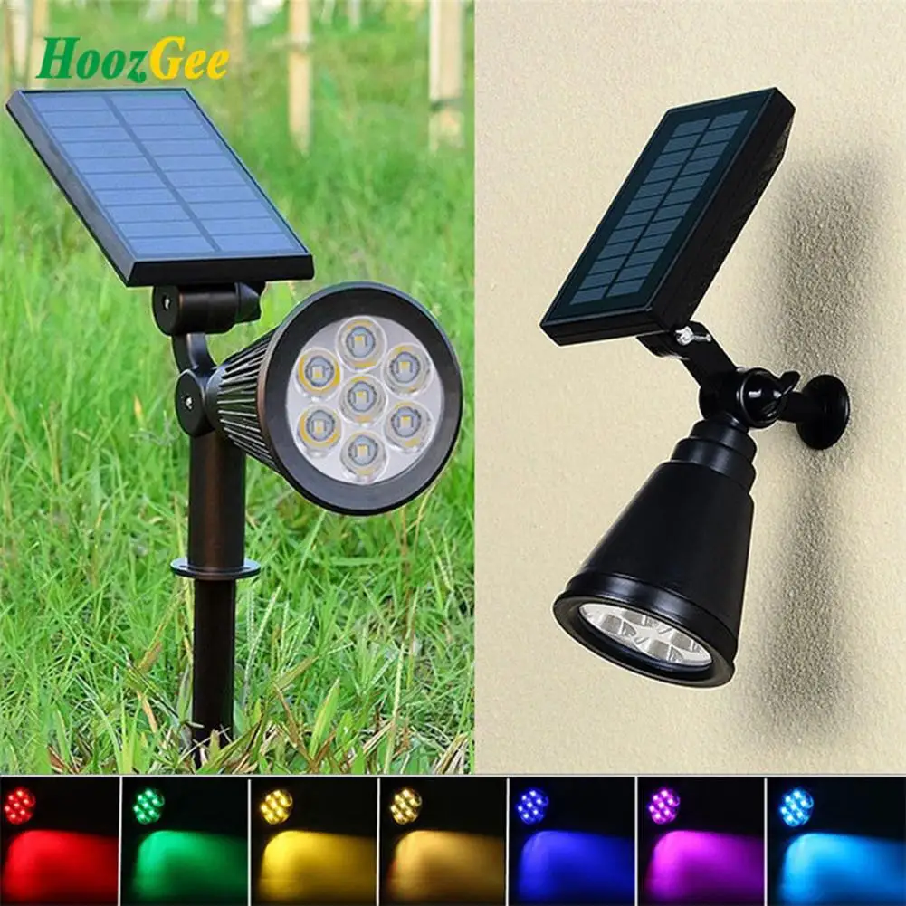 Koop 7 LED Solar Light Geplaatst Gazon Lamp Outdoor RGB Dual Gebruik Tuin Lamp Waterdicht Spotlight Wandlamp Landschap Schijnwerpers