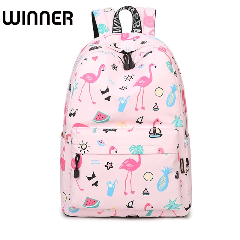 Mochila De mujer impermeable Linda bolsa de libros Rosa flamenco Animal Mochila impresión Mochila escolar para niñas adolescentes Mochila