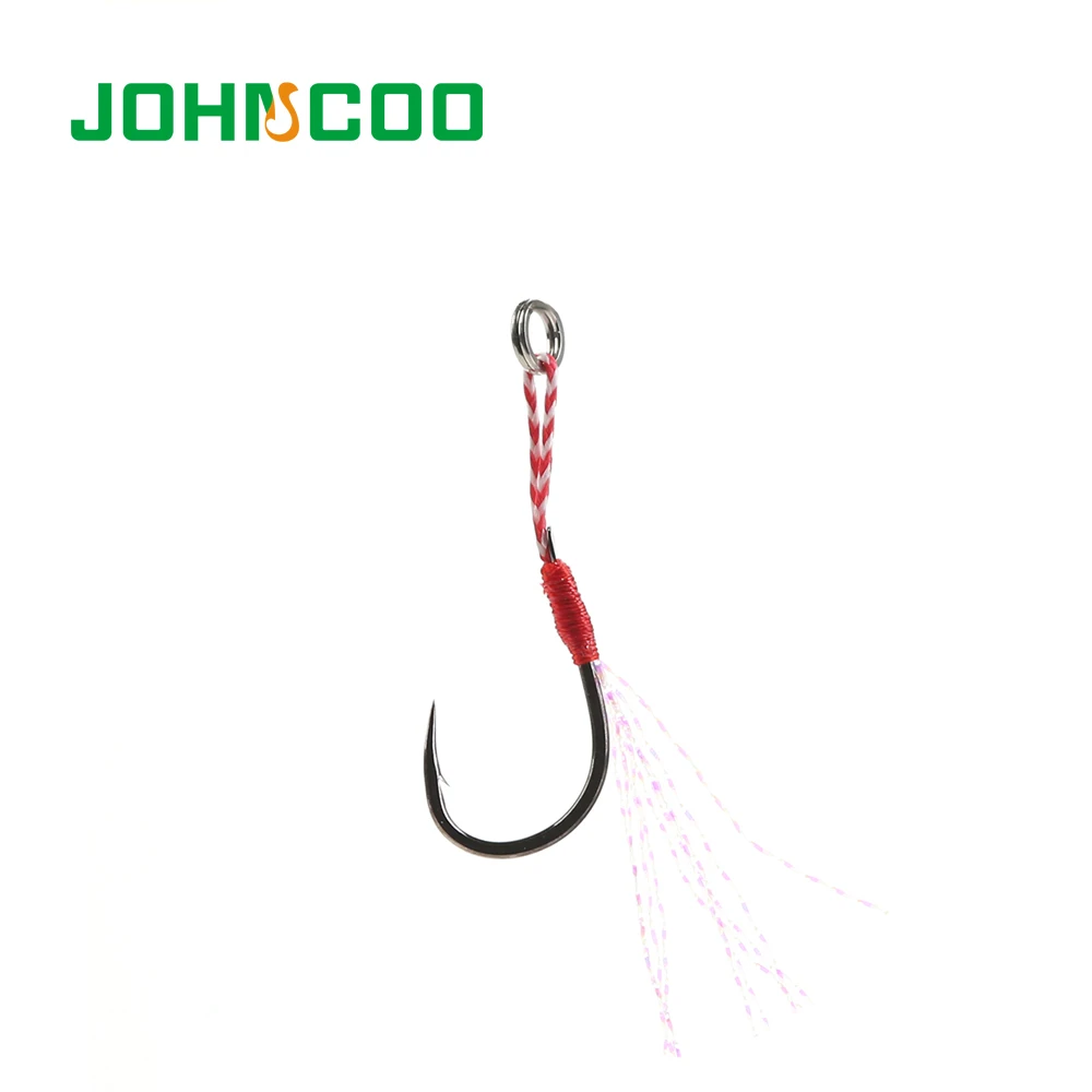 JOHNCOO 5pcs Stainless Steel Jigging Spoon Fishing Hook with Feather