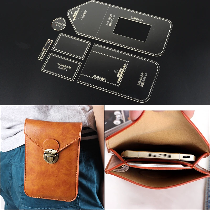 

1set DIY Leathercraft Sewing pattern stencils Handmamde Phone Cases Template Clear Acrylic Leather Pattern 11.5x17.5x1.5cm