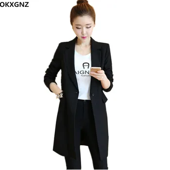 

Office Small Suit Jacket Female 2017 New Spring Autumn Slim Long Style Women Blazers Casual Tops Plus Size Coat Outerwear AH272