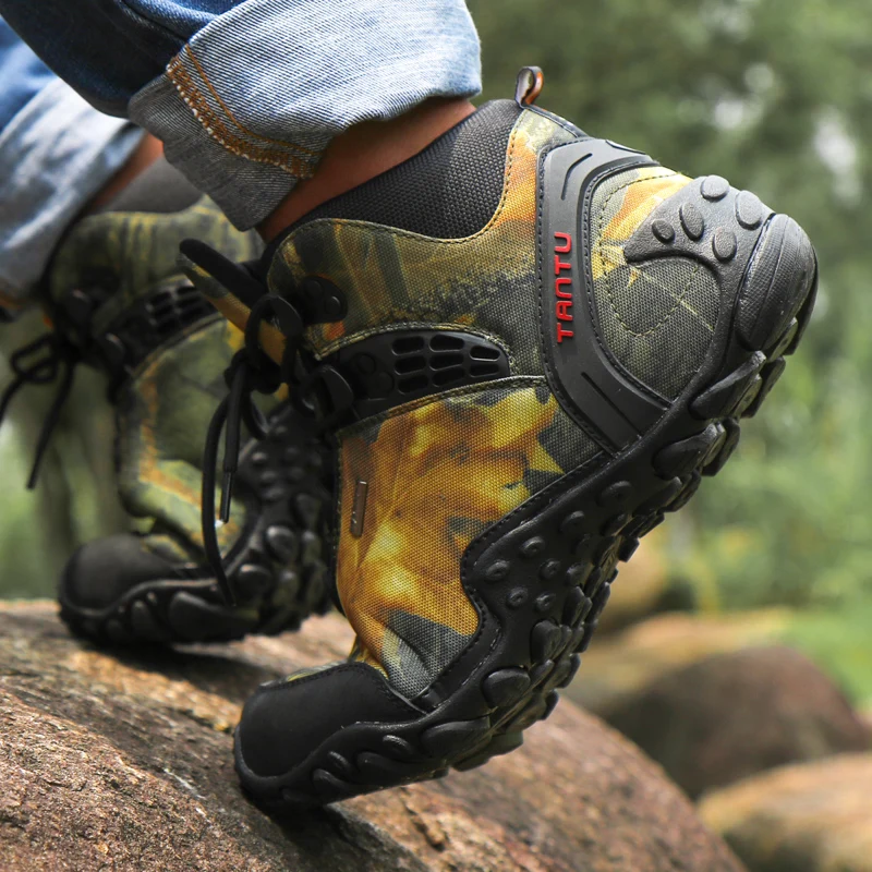 Новые водонепроницаемые мужские походные ботинки камуфляжные охотничьи сапоги противоскользящие уличные тактические ботинки Рыбацкая альпинистская обувь 39-46