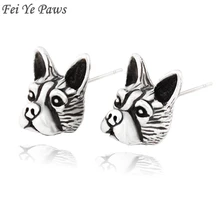 Fei, patas Boho Vintage Boston Terrier y francés Bulldog perro mascota Stud pendientes Punk Animal pendientes para las mujeres Brincos